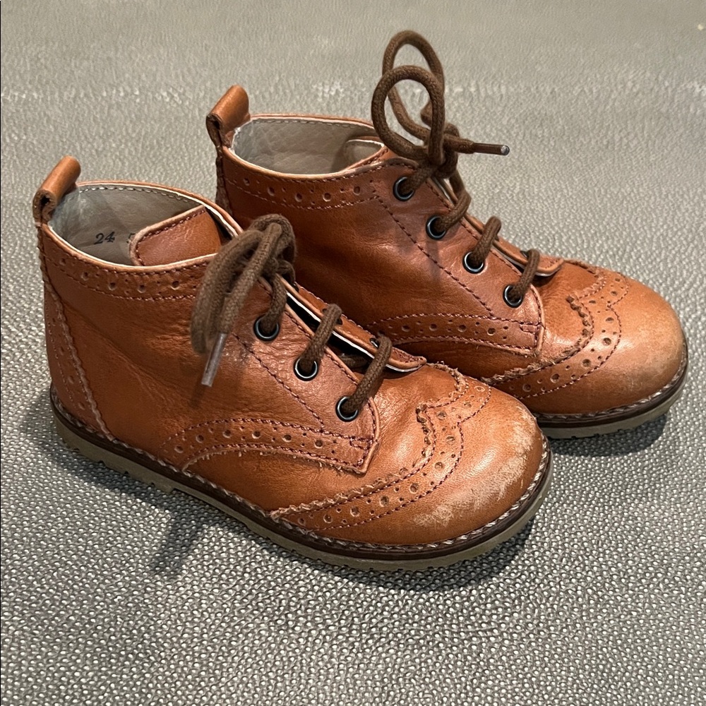 Sophia Eugene Tan Kids Leather Boots